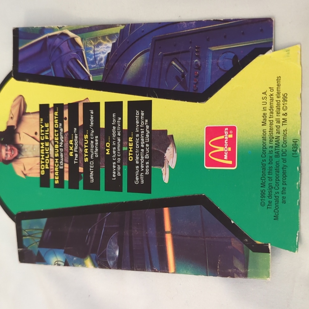 McDonald's Batman Forever The Riddler Frys Box - Picture 2 of 3
